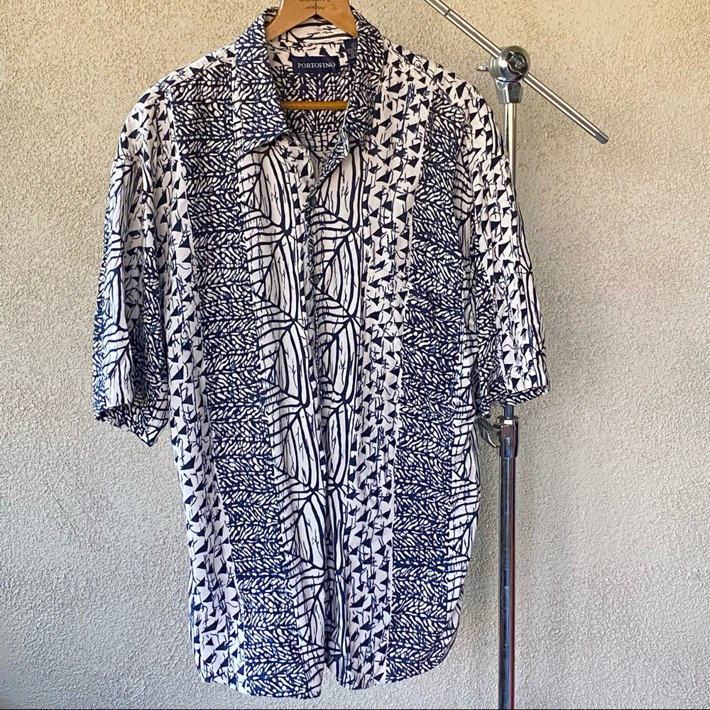 Portofino Batik Print Style Hawaiian Shirt - Large